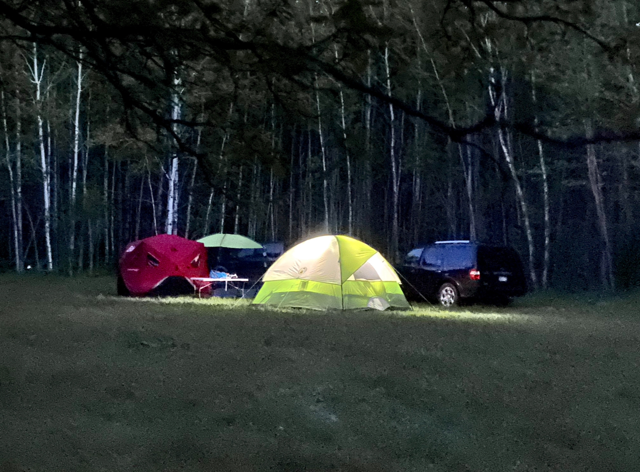 Camp at blue hour
